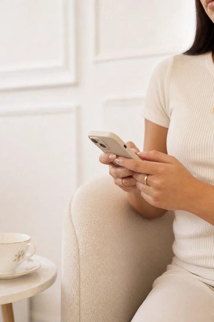 A client messaging the clinic from home